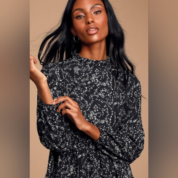 Molly Bracken Black Floral tiered Babydoll Dress - Picture 2 of 12